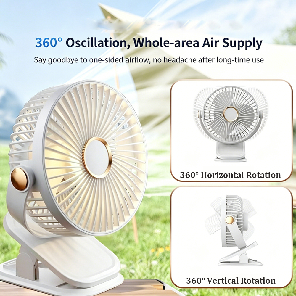 Oscillating Fan Clip - Portable Clip On Fan, 5 Speeds