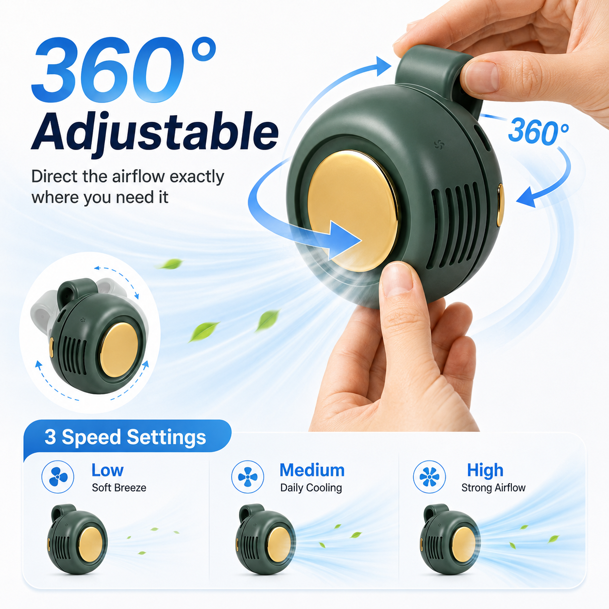 Oscillating Fan Clip - Hands Free Waist Clip Fan Mini