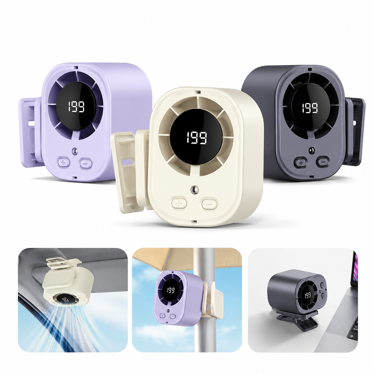 Oscillating Fan Clip - Portable Semiconductor Cooling Fan Rechargeable Clip