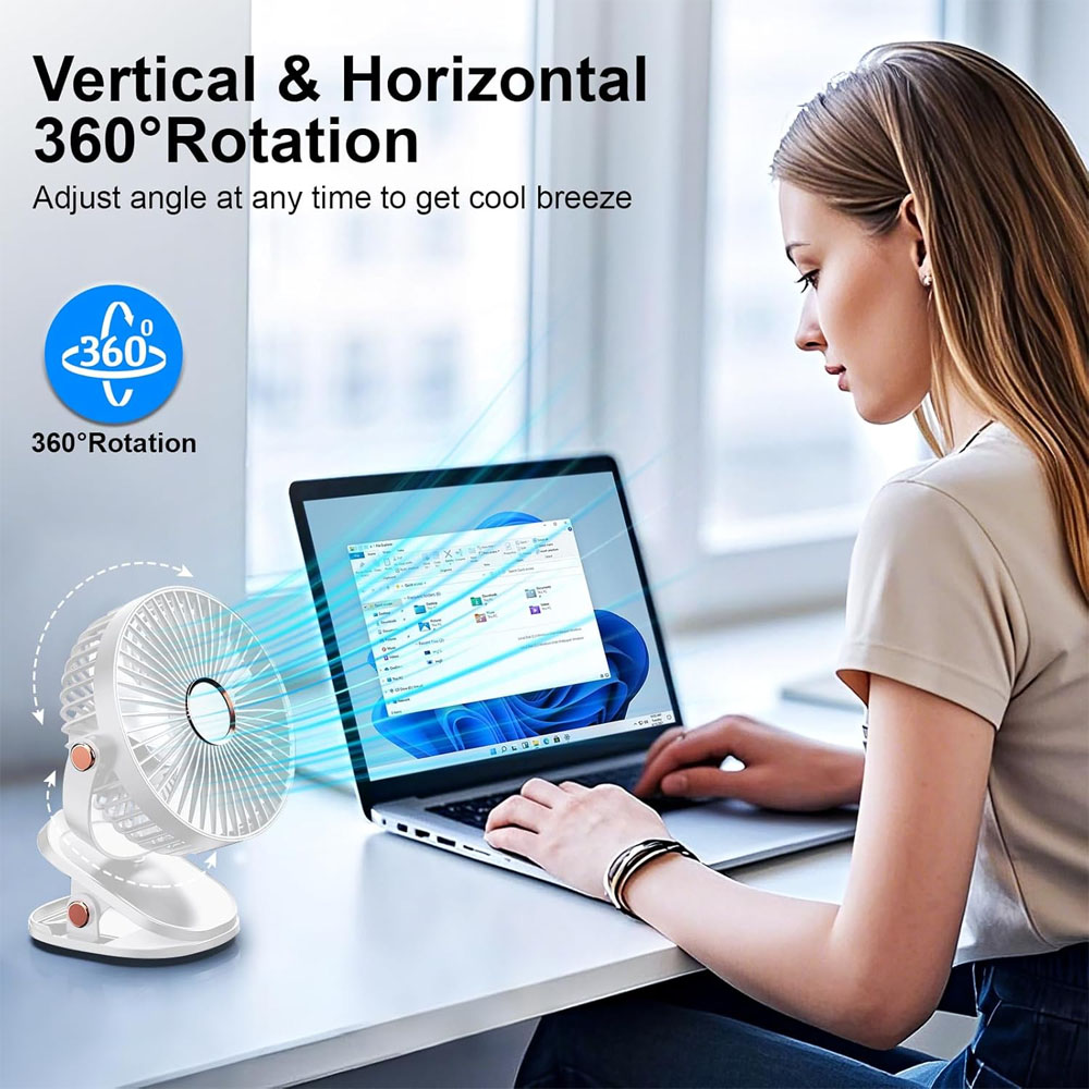 Portable Clip On Fan, 5 Speeds - Oscillating Fan Clip บทวิจารณ์และราคา