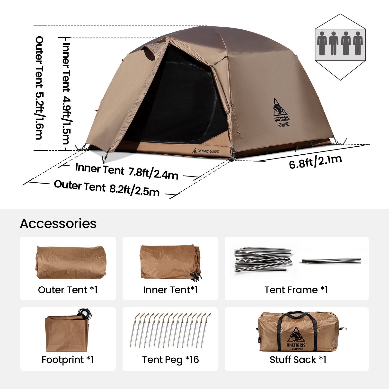 OneTigris JOVIAN Camping Tent  - Grow Tent 4X4 บทวิจารณ์และราคา